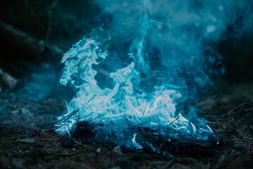 fire with a blue flame