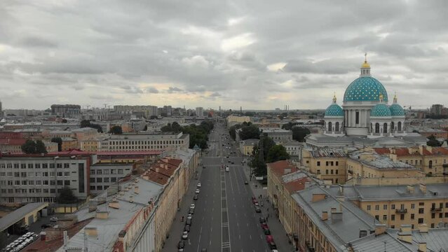 Russia Saint-Petersburg Aerial Drone Daylight Clouds River