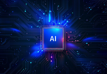 Photo of ai technology microchip background design with digital transformation concept