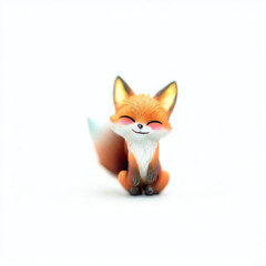 Fototapeta premium Little fox with beautiful color and white background.with Generative AI technology
