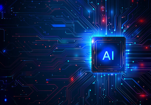 Photo of ai technology microchip background design with digital transformation concept