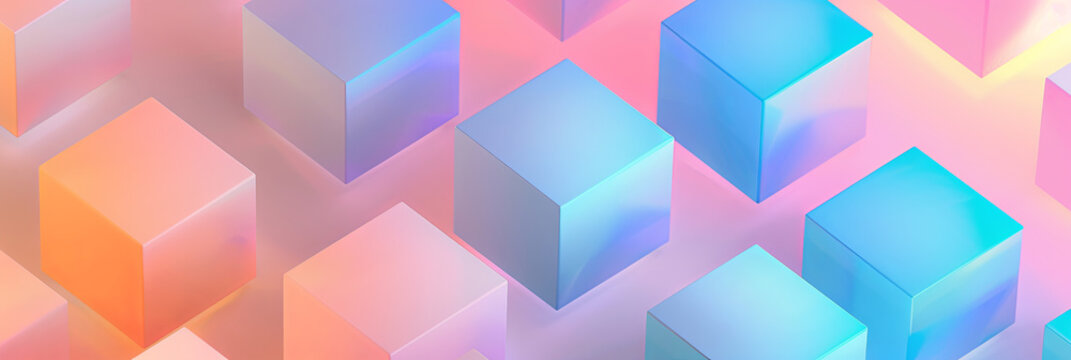 background of cubes in different shades of blue, pink and orange, gradient background, generative AI