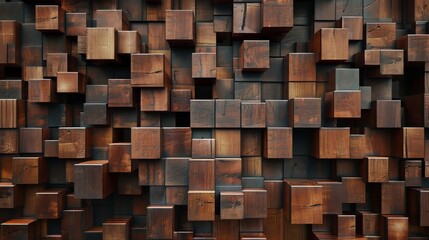 Brown Wooden Cube Abstract Background