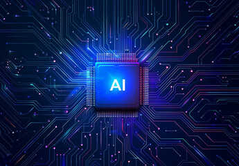 Photo of ai technology microchip background design with digital transformation concept