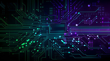 Fototapeta premium Digital technology neon abstract geometric circuit graphic poster web page PPT background