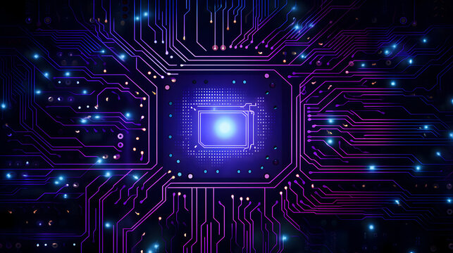 Digital technology neon abstract geometric circuit graphic poster web page PPT background