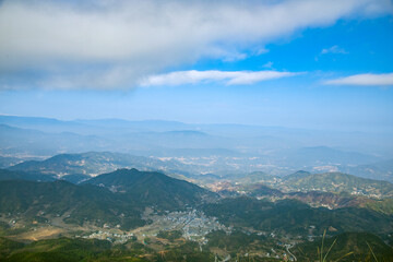 Naklejka premium Zhufengding, Ganzhou City, Jiangxi Province - wind turbines on high mountains
