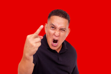 A man going amok and freaking out, blurting out f-bombs and cuss words, and giving the middle...