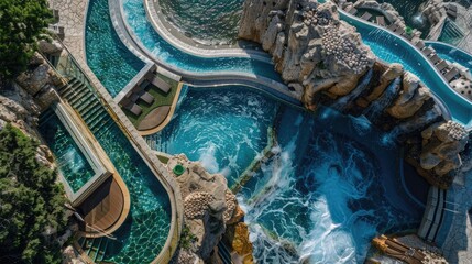 SPA Thermal in Edremit, top down view, proffesional photography, 