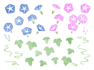 手描きのアサガオのパーツ素材