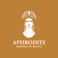 Ancient Greek Goddess of love and beauty Aphrodite logo icon vector illustration design