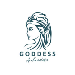 Ancient Greek Goddess of love and beauty Aphrodite logo icon vector illustration design