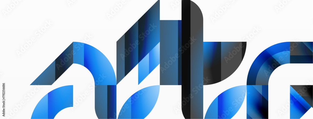 Poster The electric blue logo features a bold font within a rectangular shape with tints and shades. The patterned design showcases artistic graphics to represent the brand