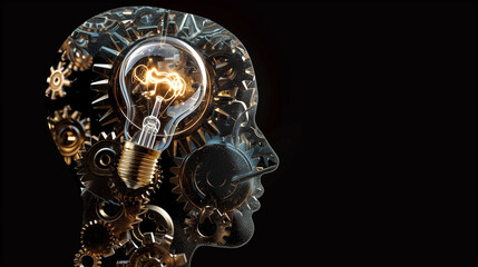 Light Bulb with Gears Concept Illustrating Innovation and Complex Thinking