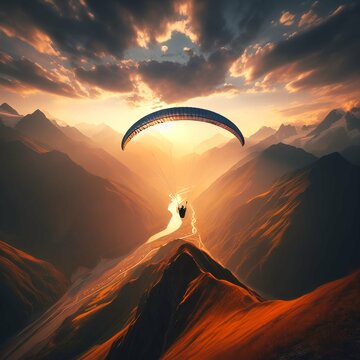 paragliding in the sunset