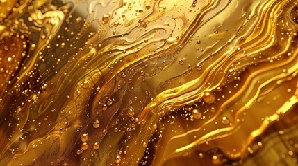 Abstract Wave Golden Liquid Background