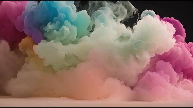 Explosion by an impact of a cloud of particles of powder of color white on a black background.