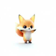 Fototapeta premium Little fox with beautiful color and white background.with Generative AI technology
