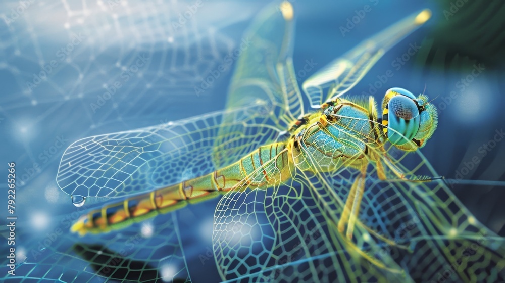 Poster a detailed image of the dragonflys tympanic membrane used for detecting sound and vibrations in its 