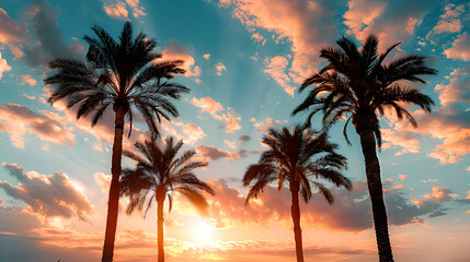 Fototapeta na wymiar Palm trees at sunset