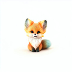 Obraz premium Little fox with beautiful color and white background.with Generative AI technology