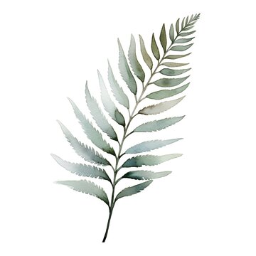 Watercolor fern branch. Hand painted illustration isolated on white background.