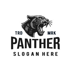 vintage logo panther hand drawn vector illustration © Dreamer