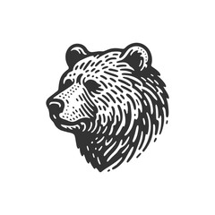 vintage head bear hand drawn vector logo illustration