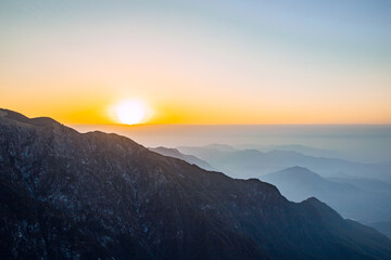 Wugong Mountain, Pingxiang City, Jiangxi Province - sea of clouds and mountain scenery at sunset