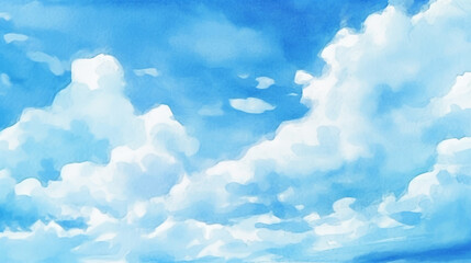 watercolor blue sky, sunny background 