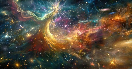 Galaxies Entwined in Space
 - obrazy, fototapety, plakaty