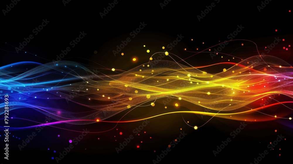 Poster abstract digital technology background, abstract yellow waves - data flow concept.digital technology