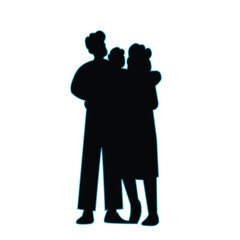 Family design over white background, design element illustration of the silhouette of a happy family holding hands. Element design of a happy family that is warm and full of love