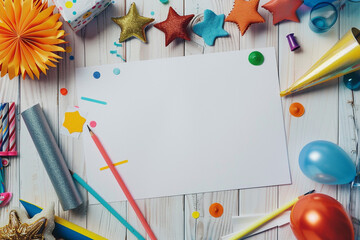 Blank mockup amidst birthday festivity clean lines understated elegance