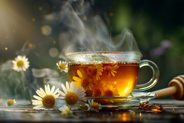 Herbal tea with chamomile and honey