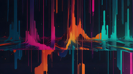 Neon Glitch Retro Nostalgic Futuristic Background, with color dispersion effect
