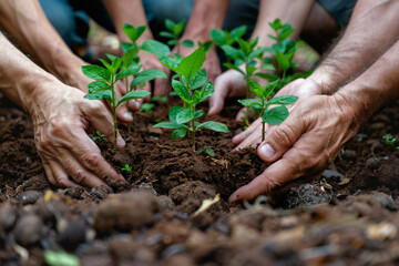 joins hands together for plant a tree, World environment day global