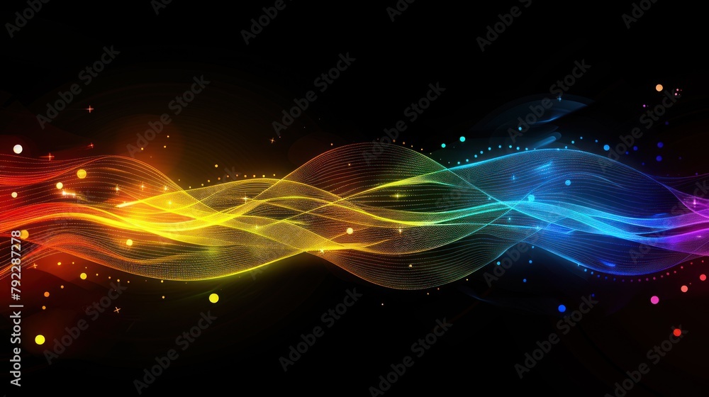 Poster abstract digital technology background, abstract yellow waves - data flow concept.digital technology