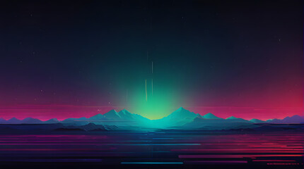 Neon Glitch Retro Nostalgic Futuristic Background, with color dispersion effect
