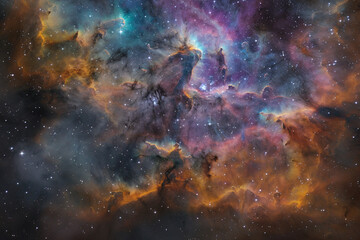 Capture the colorful swirls of a celestial nebula unfolding in the vastness of space