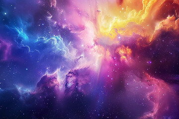 Capture the colorful swirls of a celestial nebula unfolding in the vastness of space - obrazy, fototapety, plakaty