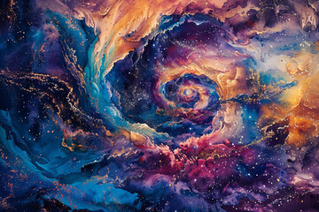 Celestial bodies in watercolor a galaxy swirling with vivid colors