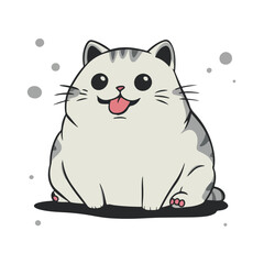 Funny Chubby Cat: Cute Kawaii Chibi Style Vector Illustration