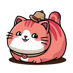 Funny Chubby Cat: Cute Kawaii Chibi Style Vector Illustration
