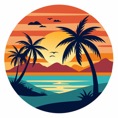 Fototapeta na wymiar trees on the beach t shirt vector illustration