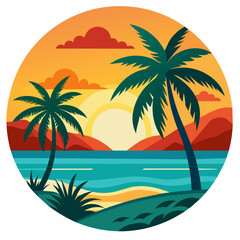 Fototapeta na wymiar trees on the beach t shirt vector illustration