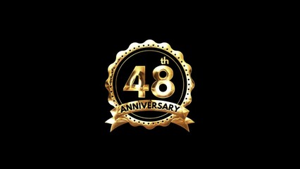 48th Anniversary luxury Gold Animation. Greeting for the 48th Anniversary. Luxurious Animation Celebrating 48 Years of Excellence.