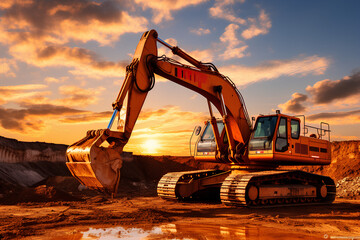 mining excavator is digging, modern technology