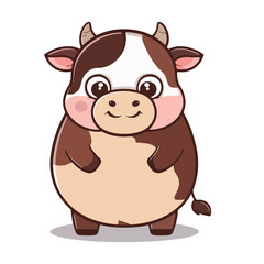 Obraz na płótnie Canvas Cute cow cartoon kawaii illustration vector transparent
