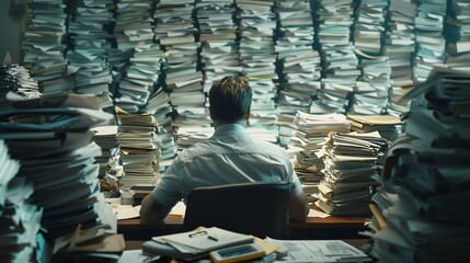 a man with a pile of work papers